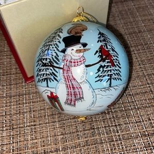 LI BIEN 2016 SNOWMAN CHRISTMAS ORNAMENT, SNOWY TREES, BOX, LIMITED ED